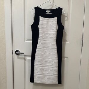 Calvin Klein Black and White Textured Mini Dress